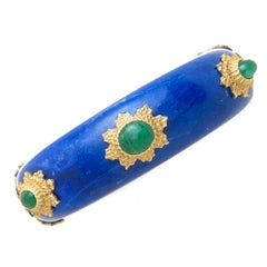 Buccellati Emerald Lapis and Gold Bangle Bracelet