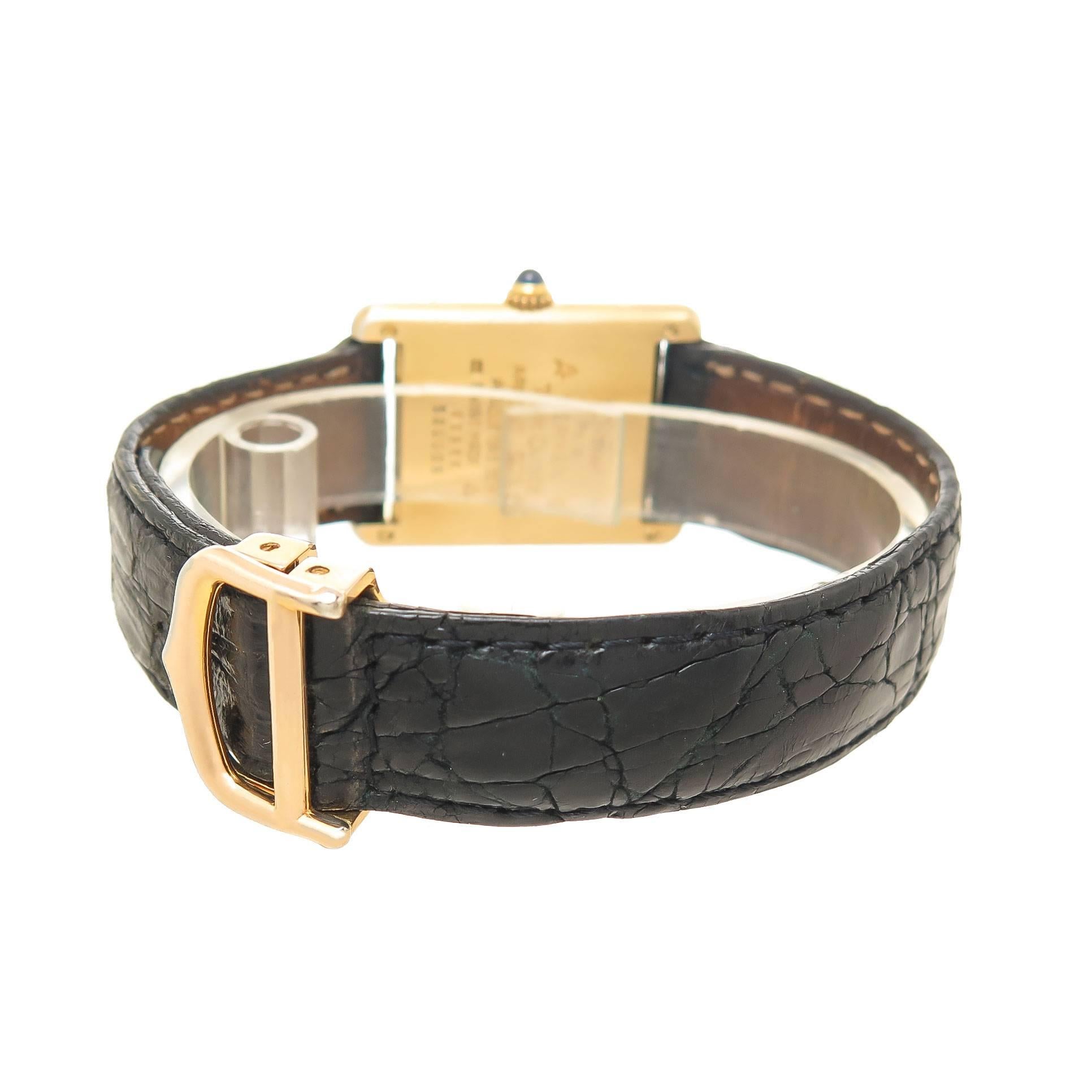 cartier vermeil tank quartz