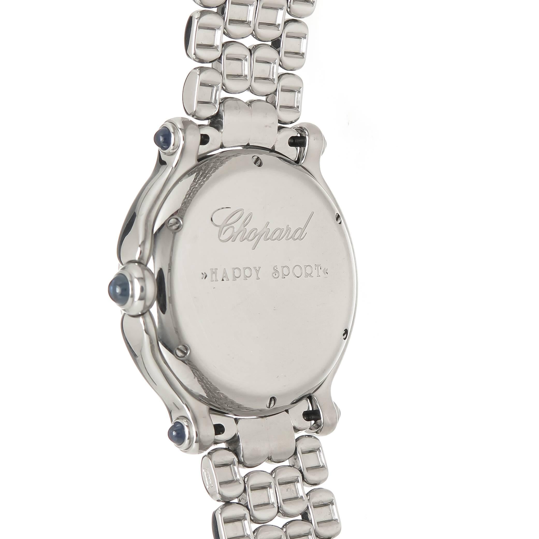 Women's Chopard Ladies Stainless Steel Happy Sport Happy Diamond Quartz Wristwatch