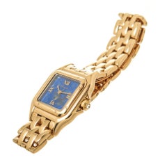Cartier Ladies Yellow Gold Panther Lapis Dial Quartz Wristwatch