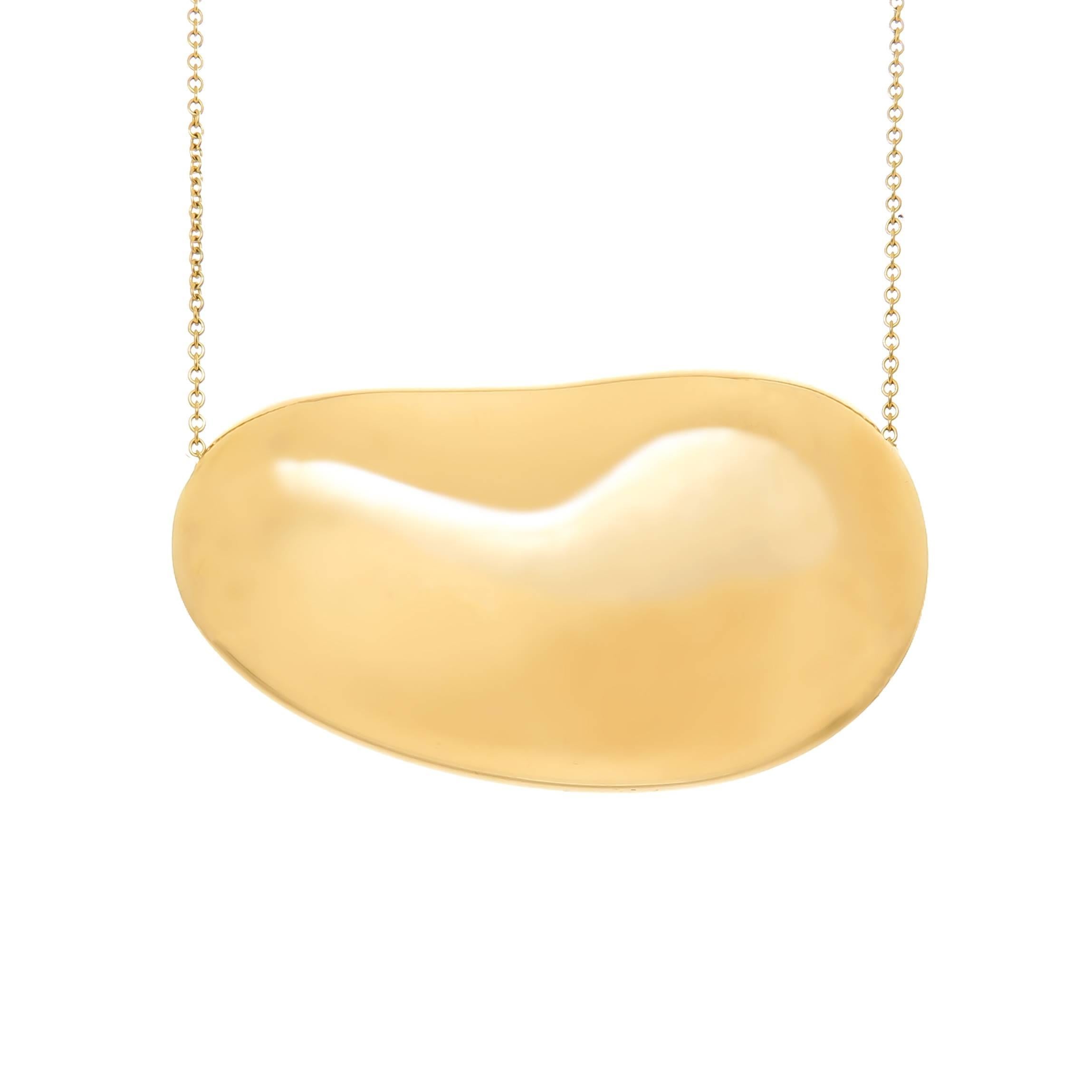 Tiffany & Co. Elsa Peretti Large Yellow Gold Bean Pendant Necklace