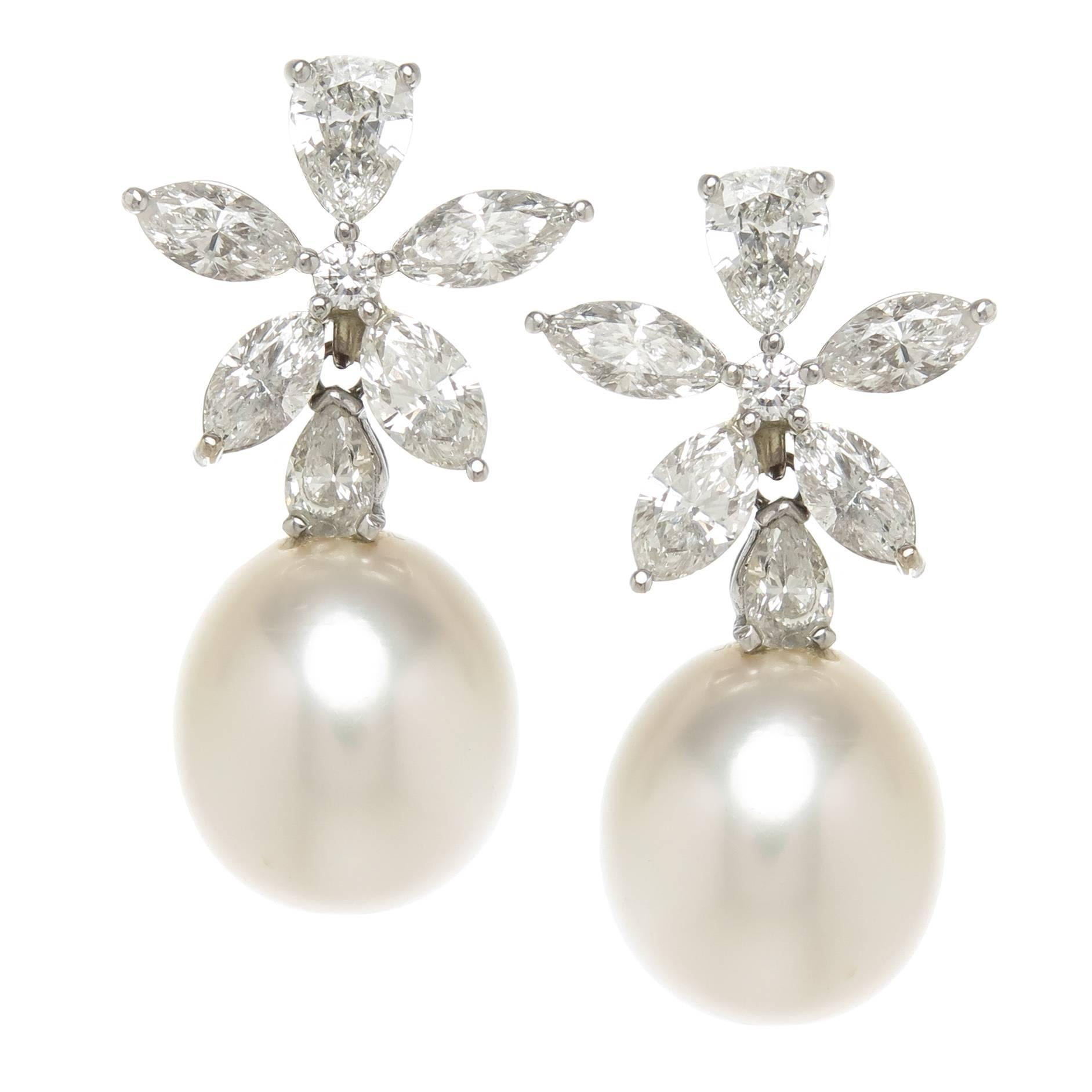  Diamond and South Sea Pearl Day Night Earrings