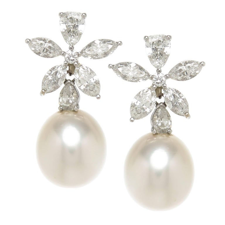 Diamond and South Sea Pearl Day Night Earrings at 1stDibs