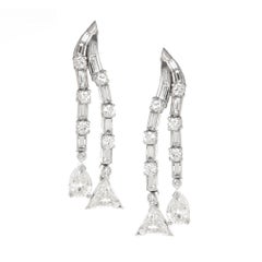 Platinum and Diamond 1940s Dangle Earrings