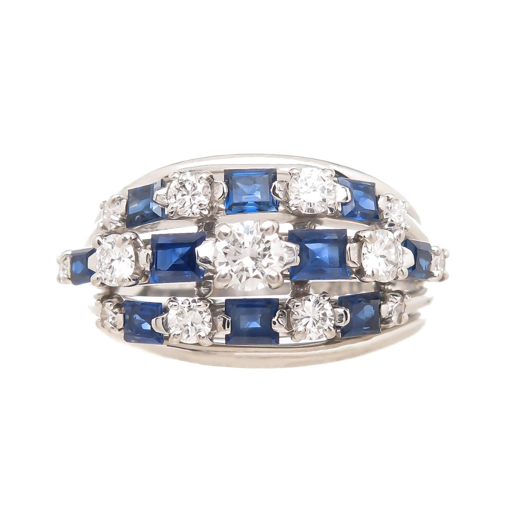 Oscar Heyman Platinum Diamond and Sapphire Ring
