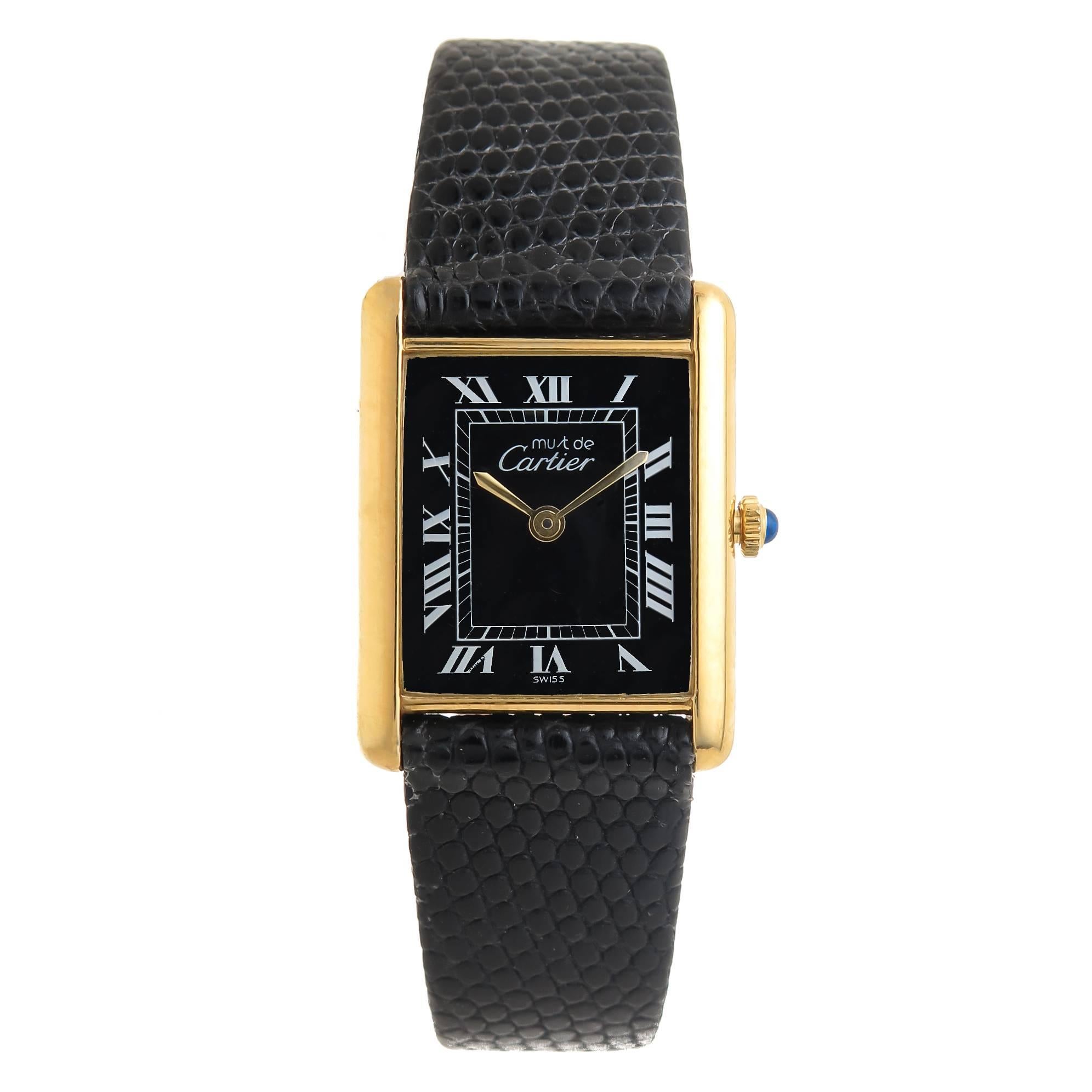 Cartier Vermeil Must de Cartier Classic Tank Quartz Wristwatch, circa 1990s