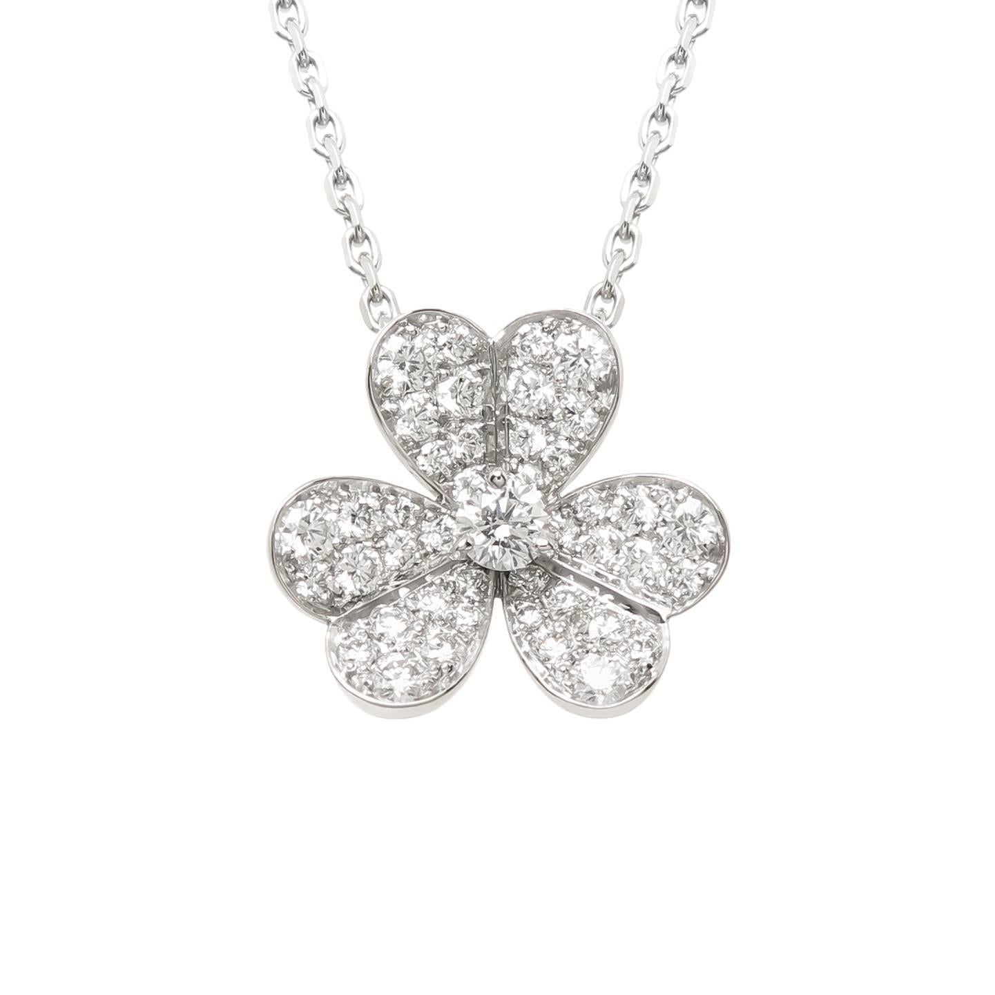 Van Cleef & Arpels Frivole White Gold and Diamond Flower Pendant