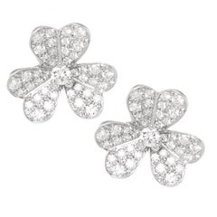 Van Cleef & Arpels Frivole White Gold and Diamond Flower Earrings