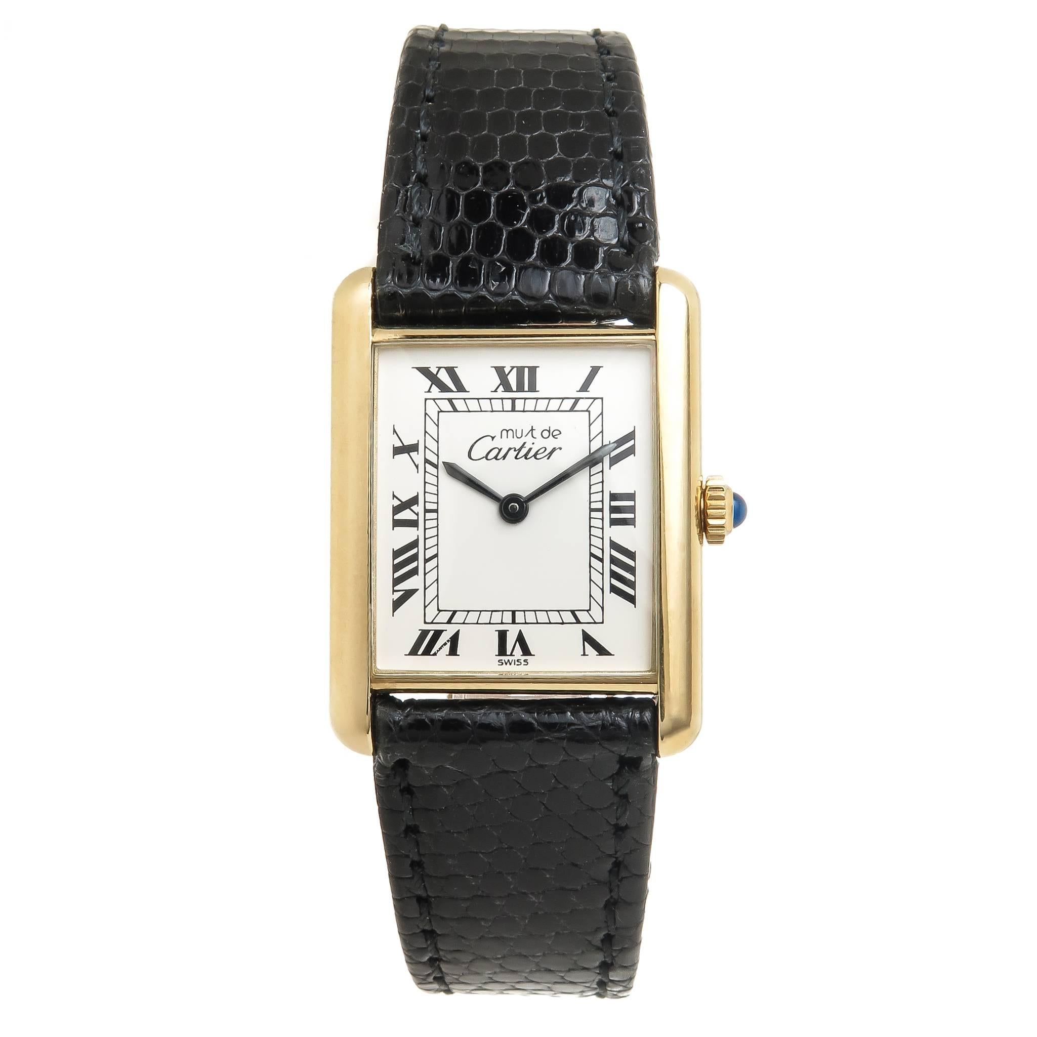Cartier Must De Cartier Vermeil Classic Tank Mechanical Wristwatch