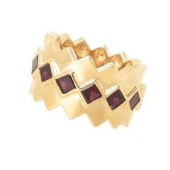 Tiffany & Co. Yellow Gold and Garnet Wide Band Ring