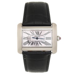 Cartier Stainless Steel Mother-of-Pearl Dial Tank Divan Quartz Wristwatch