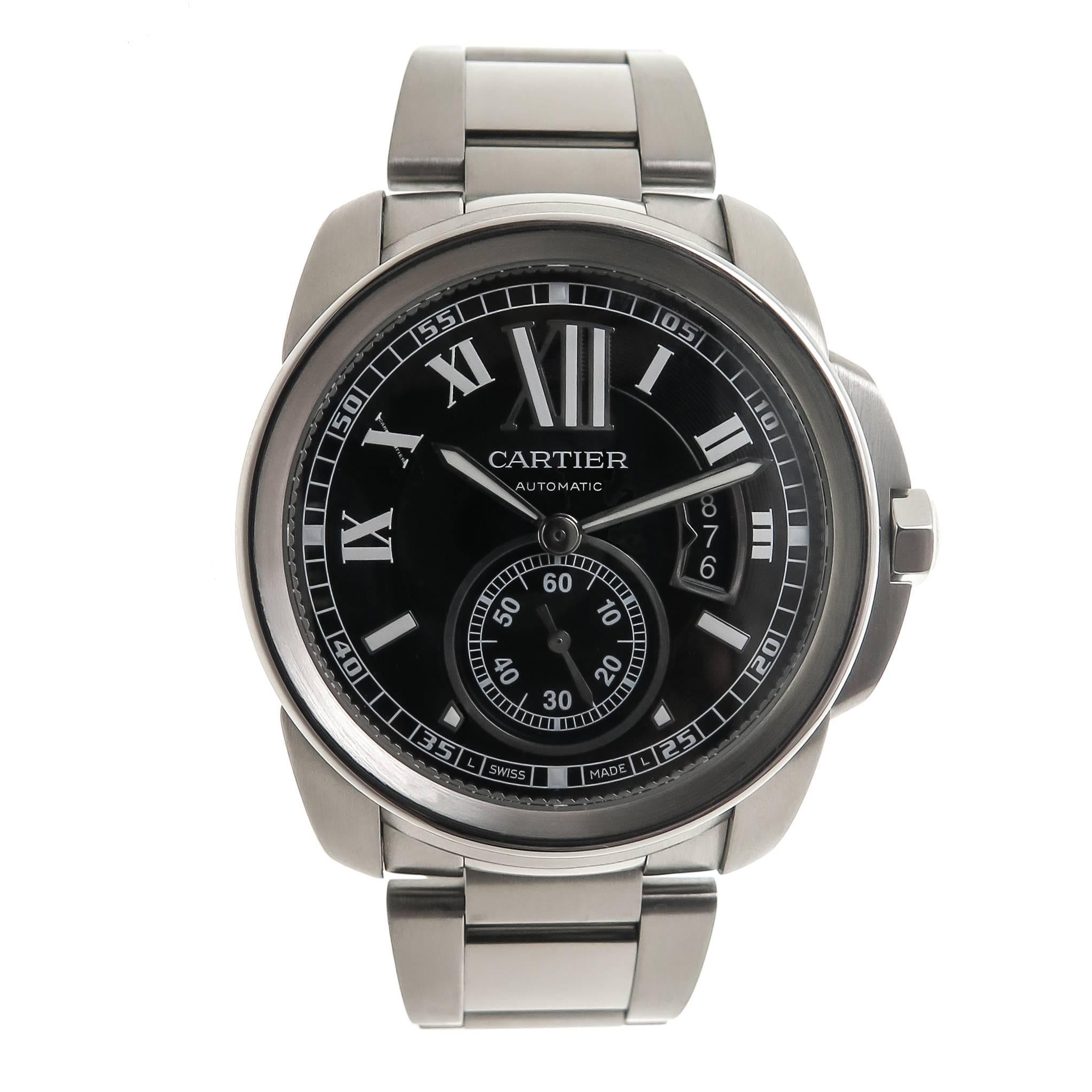 Cartier Stainless Steel Calibre De Cartier Automatic Wristwatch