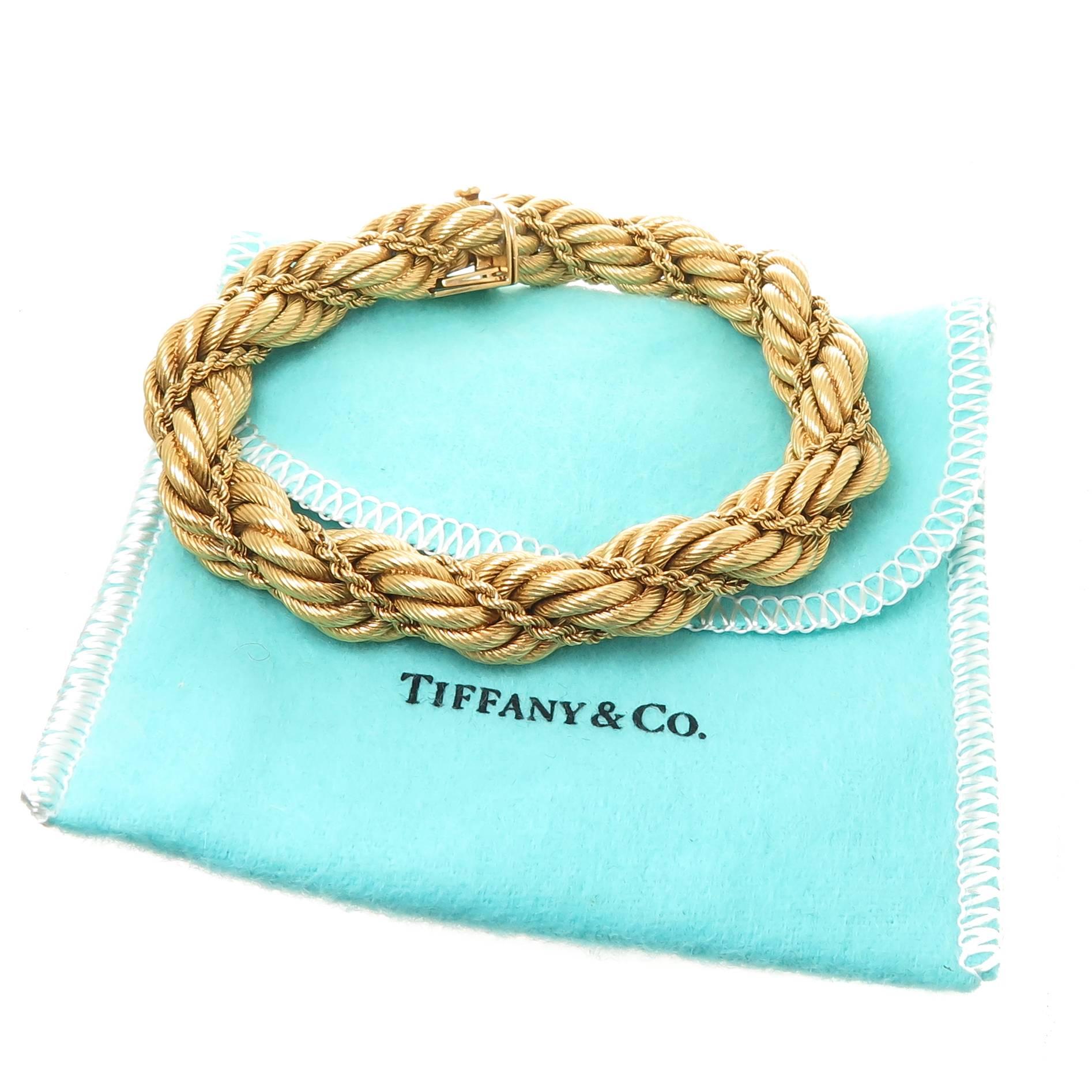 Tiffany & Co. Yellow Gold Large Twisted Rope Bracelet In Excellent Condition In Chicago, IL
