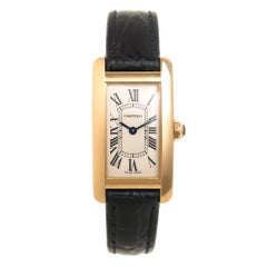 Cartier Damen-Gelbgold-Tank-Armbanduhr aus amerikanischem Quarz
