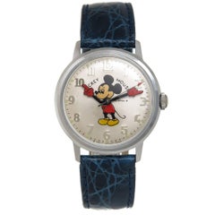 Vintage Helbros Stainless Steel Mickey Mouse Animated Mechanical Wristwatch, 1970s