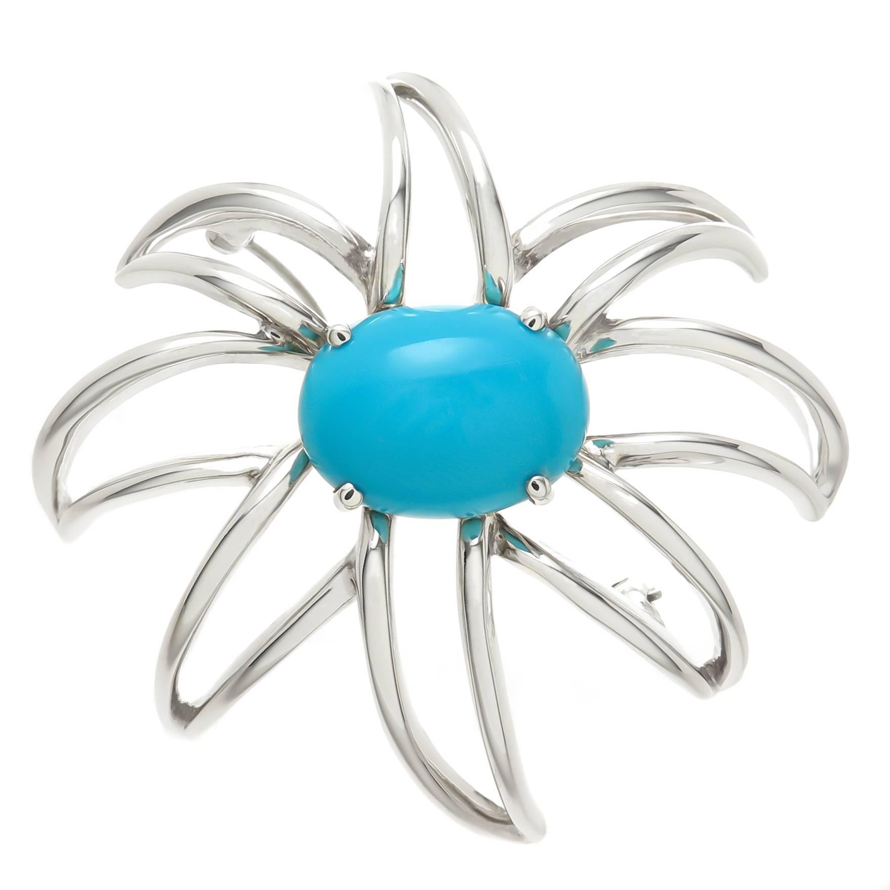 Tiffany & Co. Silver and Turquoise Large Fireworks Brooch