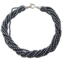 Used Tiffany & Co. Hematite Bead Torsade Necklace