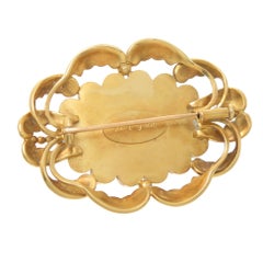 Georg Jensen Rare Yellow Gold Lapis and Pearl Brooch