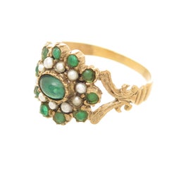 Georgian Emerald Pearl and Yellow Gold Ring
