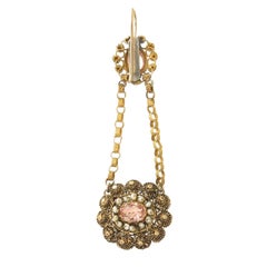 Georgian Gold Pearl and Foil Back Pink Stone Earrings