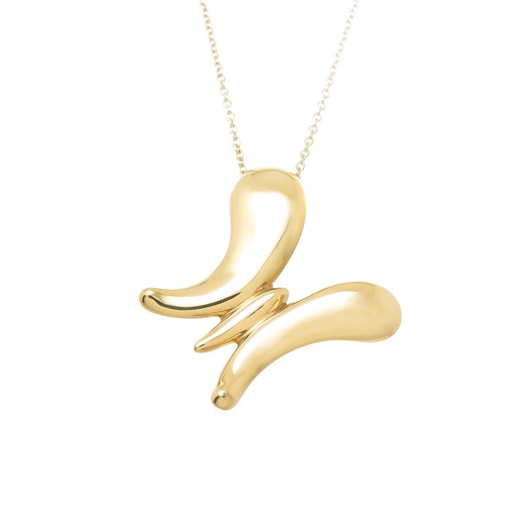 Tiffany and Co. Elsa Peretti Yellow Gold Butterfly Pendant ...