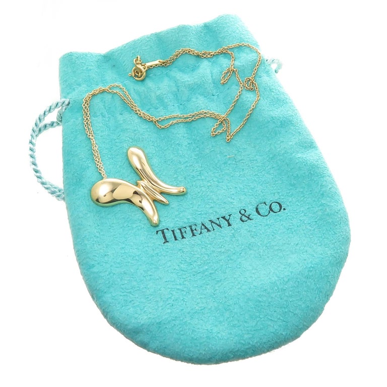 Tiffany and Co. Elsa Peretti Yellow Gold Butterfly Pendant Necklace at ...