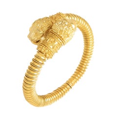 Zolotos 22K Gold Lion Head Chimera Bangle Bracelet