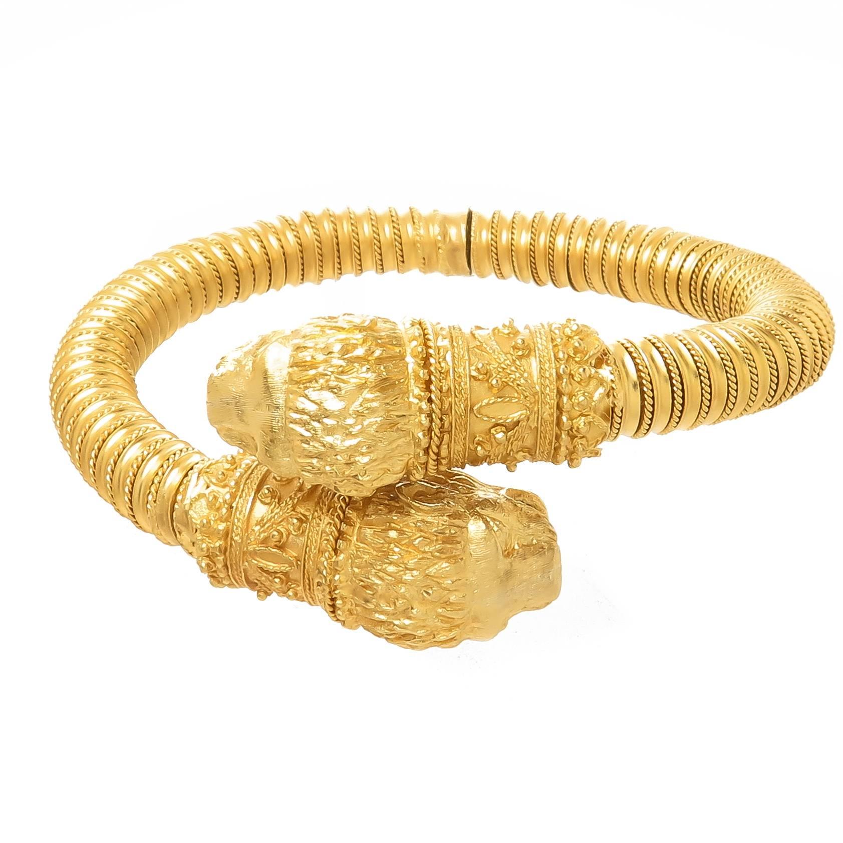 Zolotos 22K Gold Lion Head Chimera Bangle Bracelet at 1stDibs | lion ...