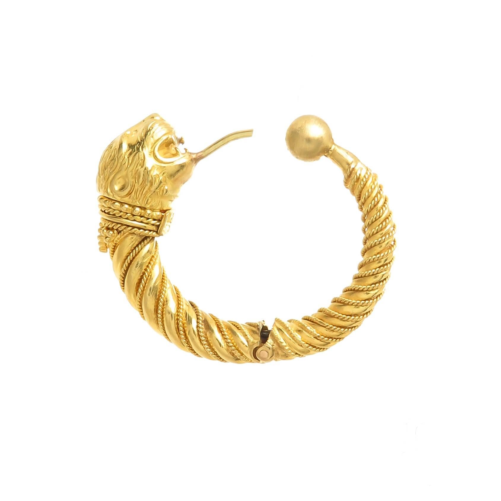 lion hoop earrings