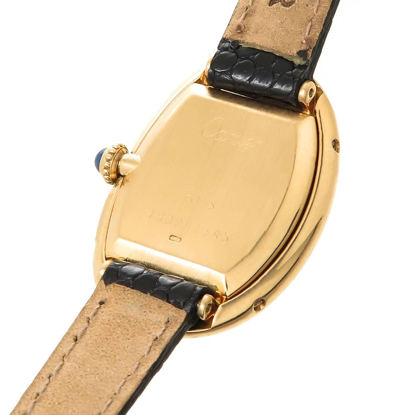 Cartier Ladies Yellow Gold Baignoire Manual Wind Wristwatch, circa 1980 In Excellent Condition In Chicago, IL