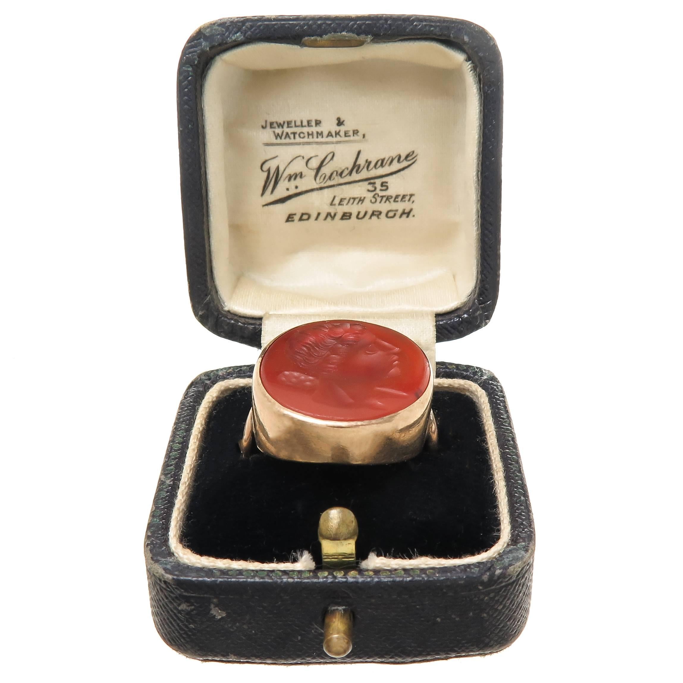 Georgian Yellow Gold and Carnelian Intaglio Ring In Excellent Condition In Chicago, IL