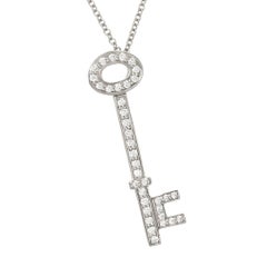 Tiffany & Co. Platinum Diamond Key pendant Necklace