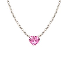 Cartier White Gold and Pink Heart Shape Sapphire Pendant Necklace