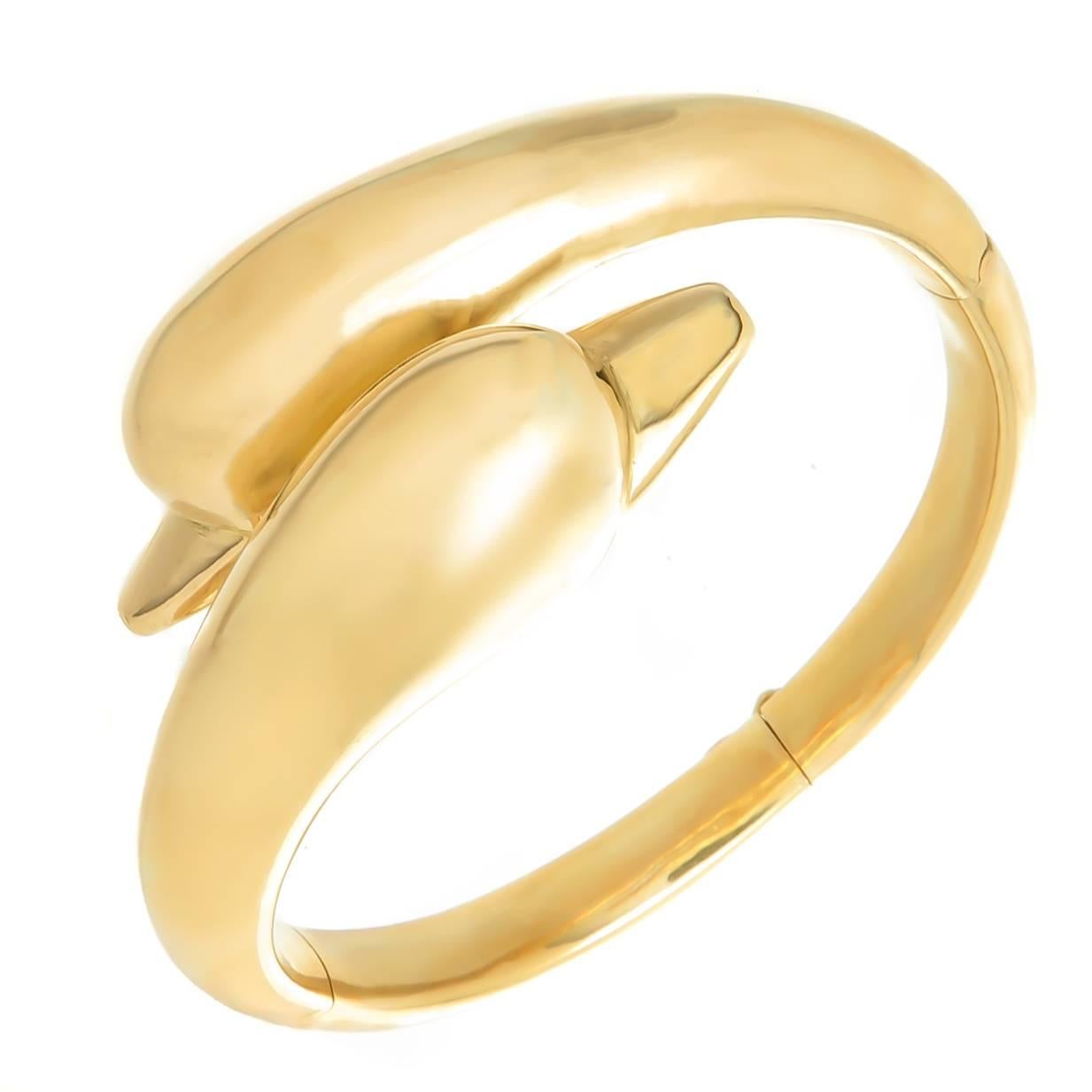Lalaounis 22K Gold Dolphin Bangle Bracelet
