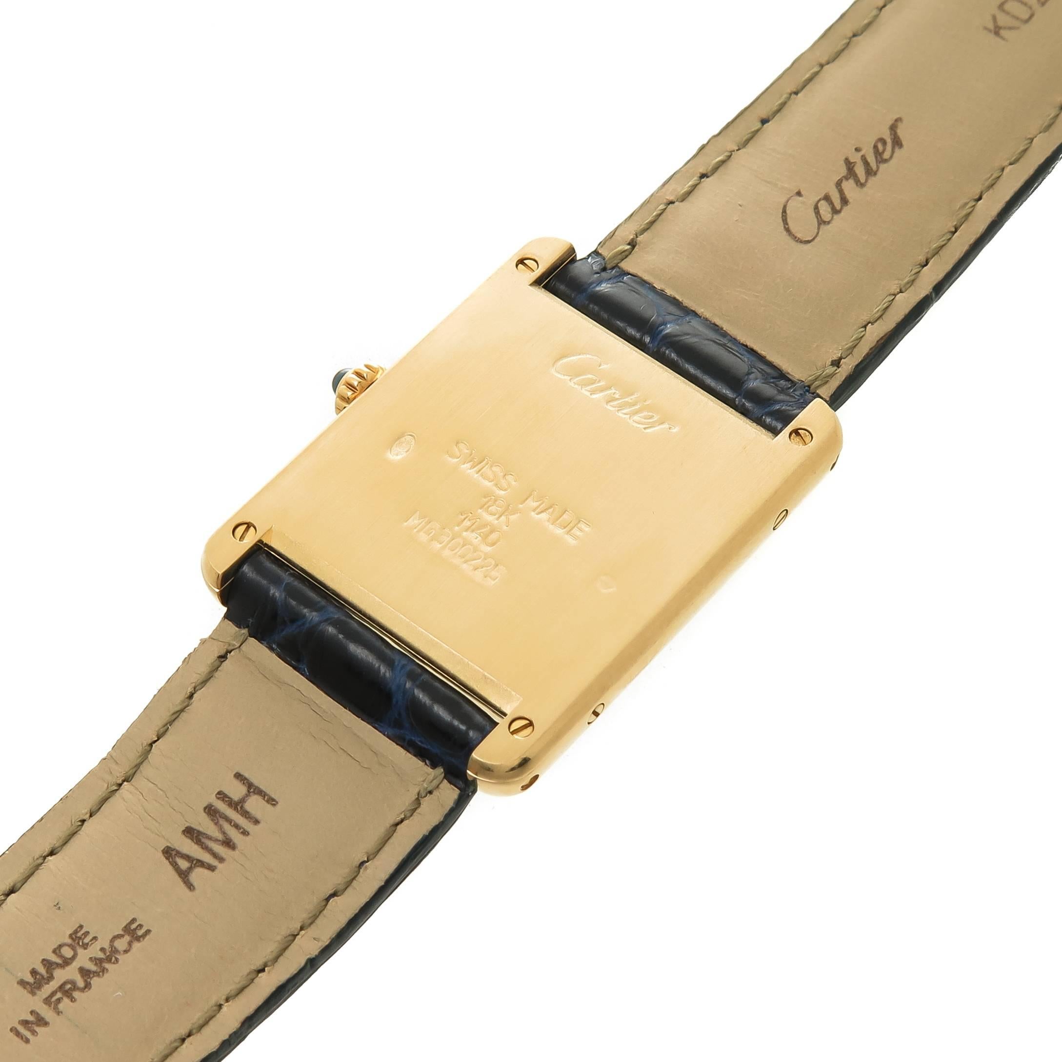 Cartier Yellow Gold Classic Tank Quartz Wristwatch In Excellent Condition In Chicago, IL