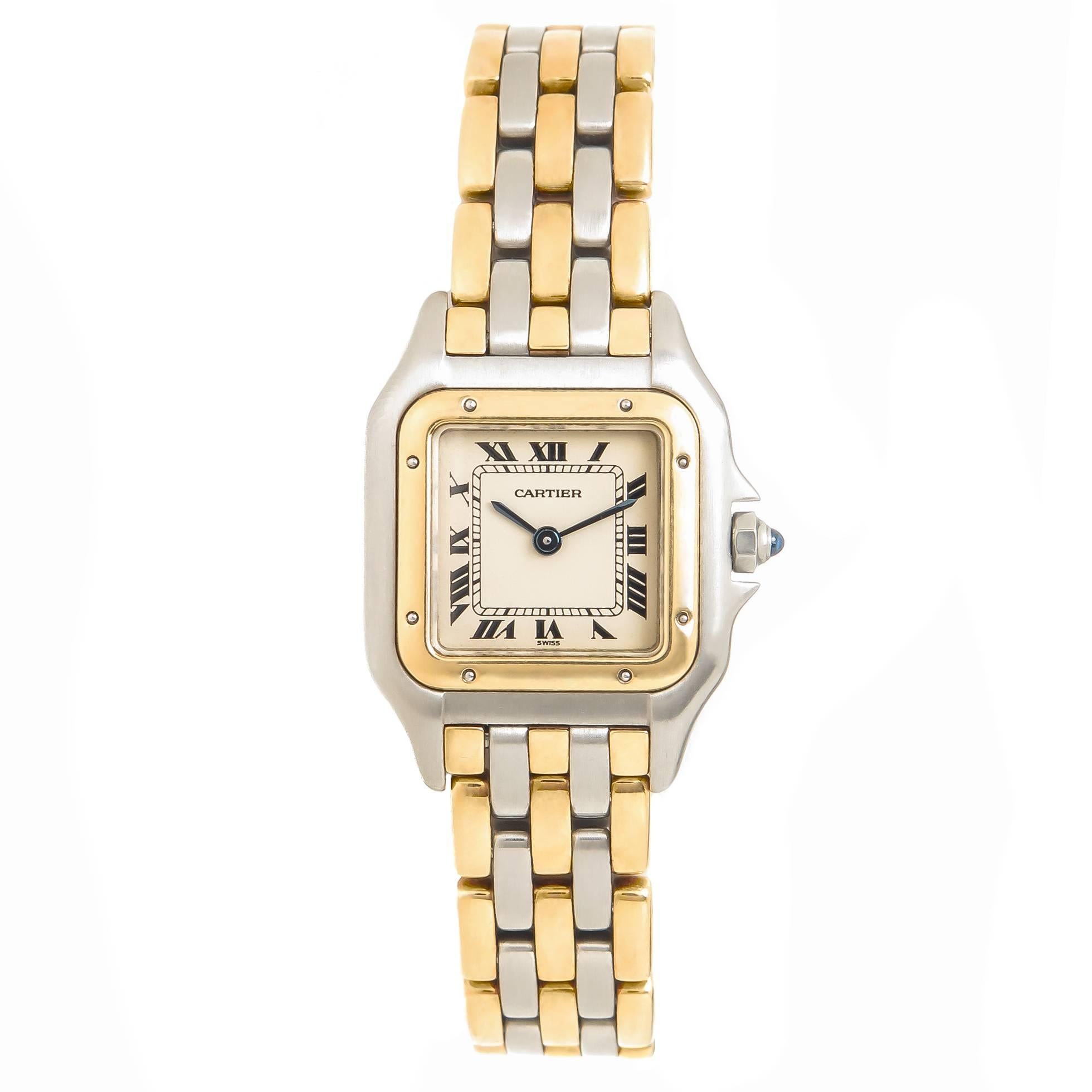 Cartier Ladies Yellow Gold Stainless Steel Panther Quartz Wristwatch, circa1990s