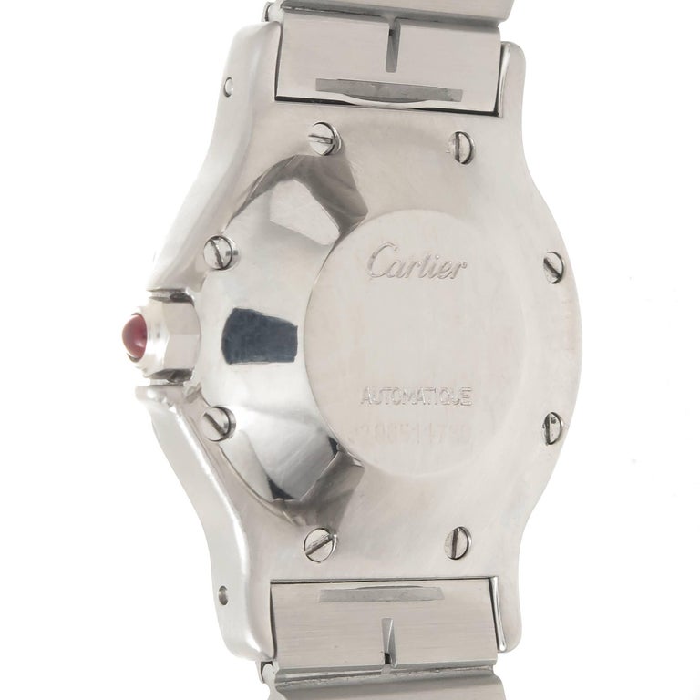 Cartier Stainless Steel Santos Red Dial Medium Automatic Wristwatch at ...