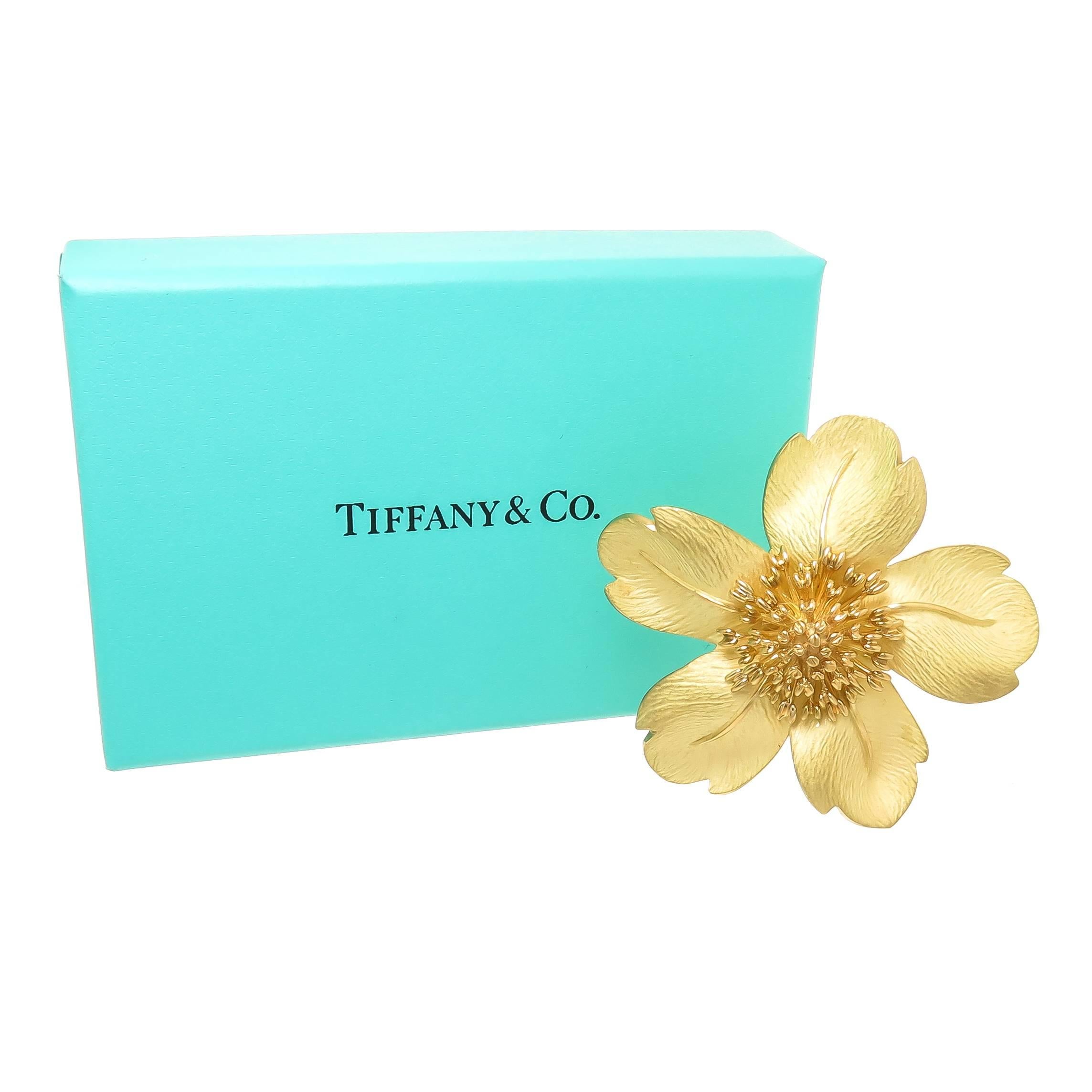Women's Tiffany & Co. Yellow Gold Large Flower Pin Brooch