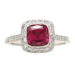 Tiffany & Co. Diamond Fine Rubellite Platinum Ring