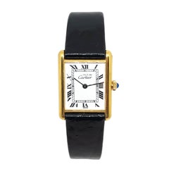 Cartier Classic Vermeil Standard Size Mechanical Tank Wristwatch