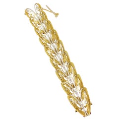 Nicholas Varney Großes Diamant-Gelbgold-Platin-Armband mit gegliederter Zikade