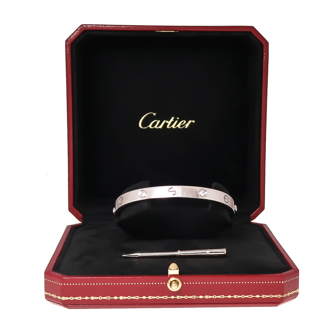 Cartier Diamond Gold Love Bracelet In Excellent Condition In Chicago, IL