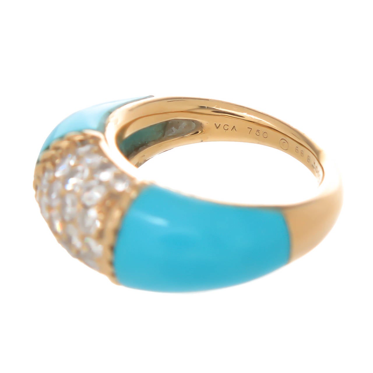 Van Cleef & Arpels Bague Philippine Turquoise Diamant Or Excellent état à Chicago, IL