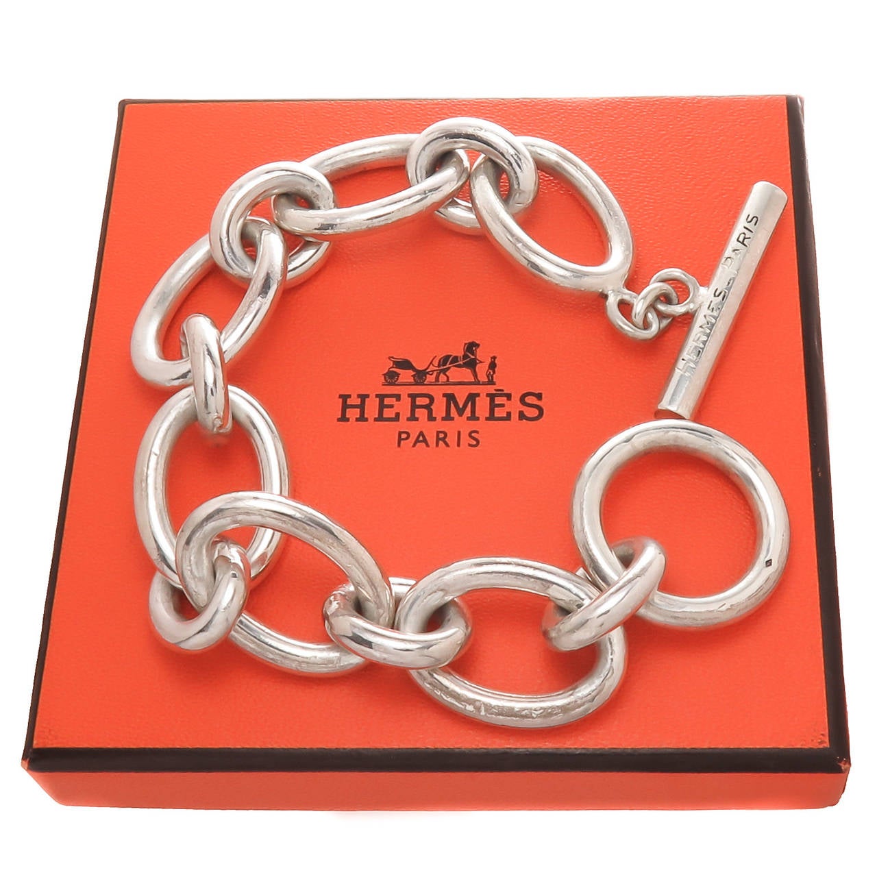 Hermes Silver Large Link Bracelet 1970s at 1stDibs | hermes silver bracelet  vintage, hermes silver chain bracelet, hermes link bracelet