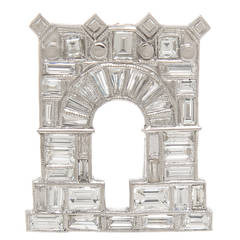 Ghiso Paris Diamond Platinum Arc De Triomphe Clip Brooch