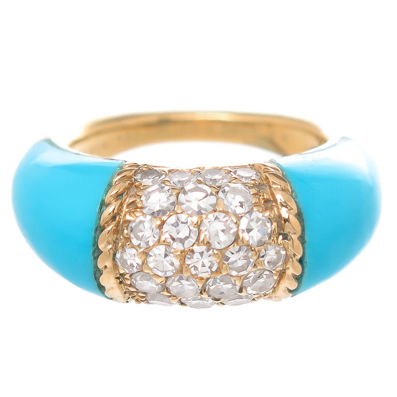Van Cleef & Arpels Bague Philippine Turquoise Diamant Or