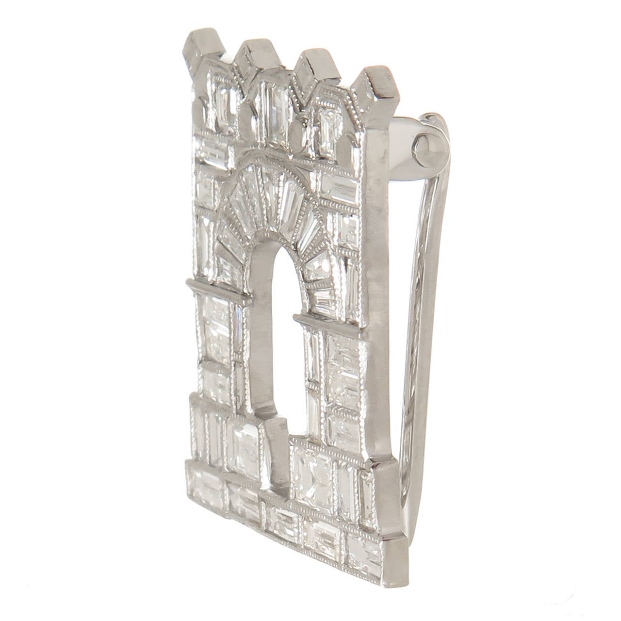 Ghiso Paris Diamond Platinum Arc De Triomphe Clip Brooch