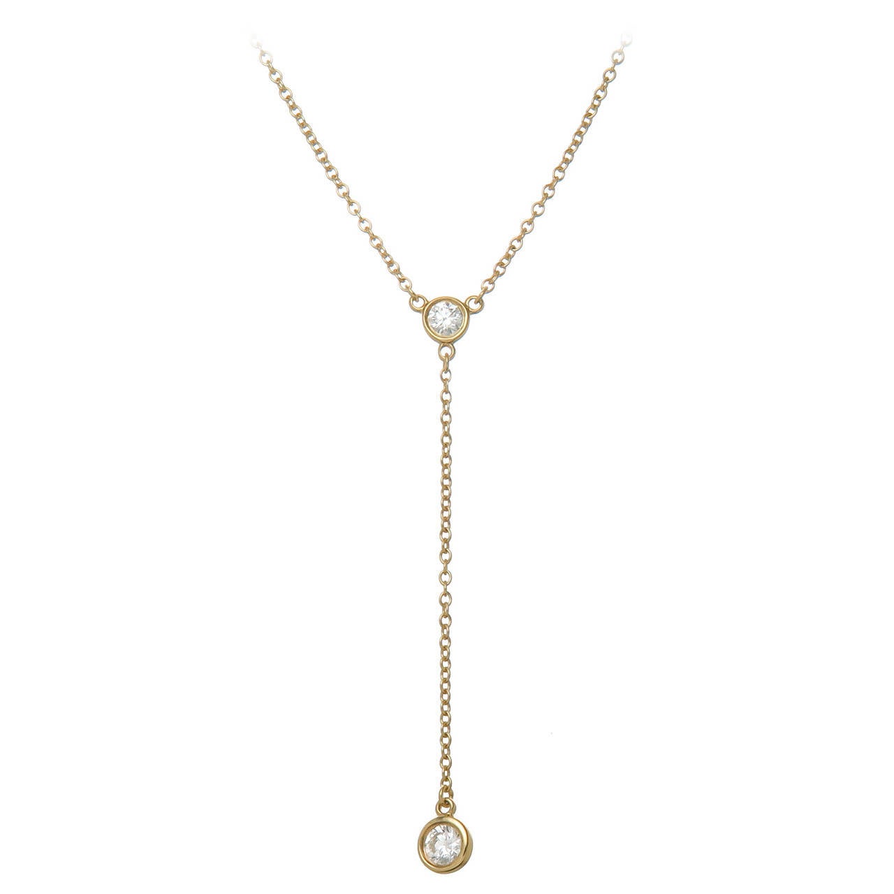 Tiffany & Co. Elsa Peretti Diamond Gold Drop Necklace