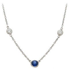 Tiffany & Co. Elsa Peretti Sapphire Diamond Platinum Necklace