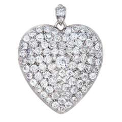 Large Platinum and Diamond Heart Locket